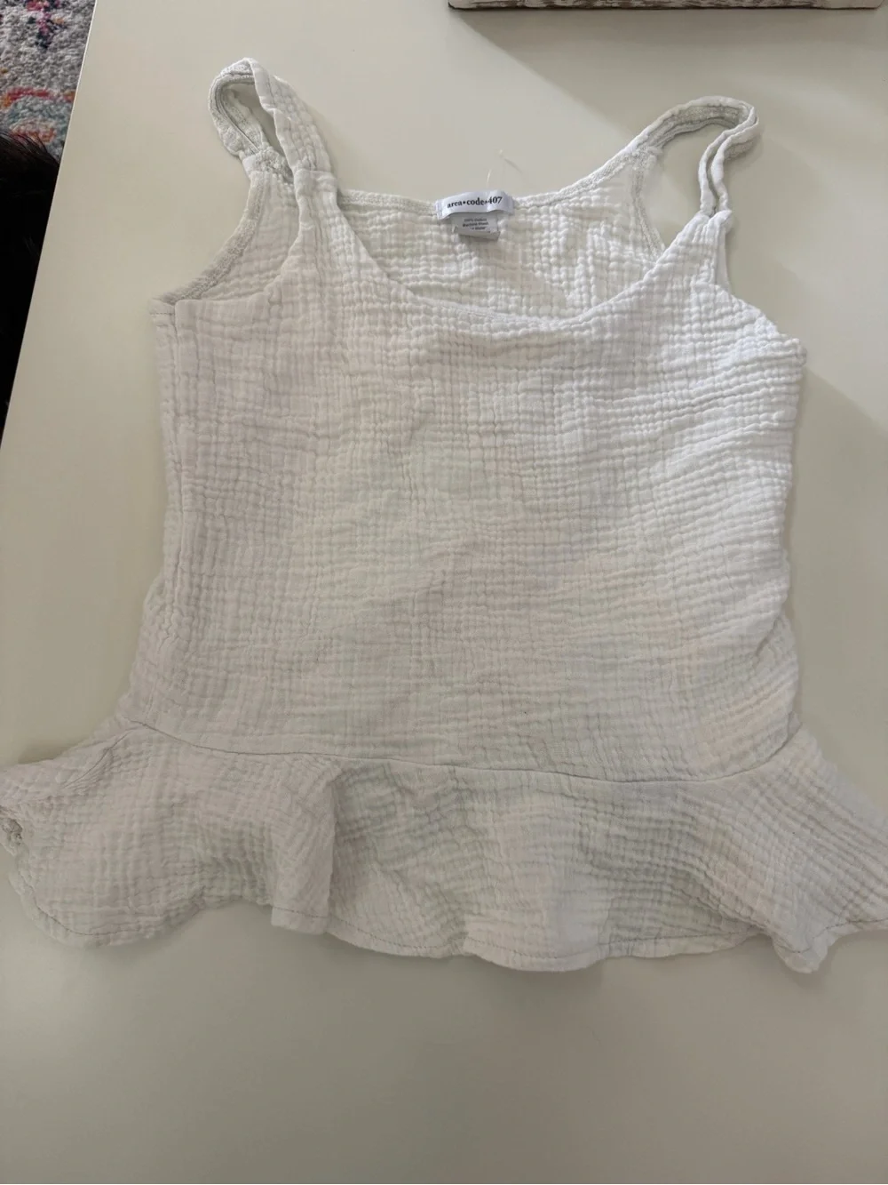 Area Code 407 White Gauze Two-Piece Tank & Short Set - tween girls size 14